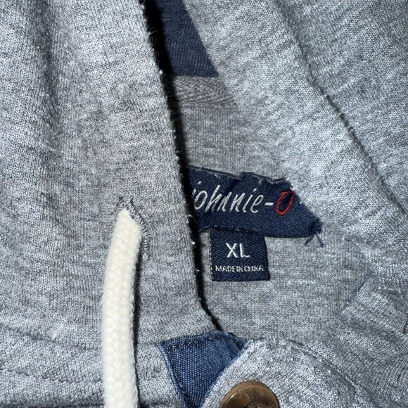 Mens Johnnie-O Hoodie Henley Pullover Heather Gray Size XLarge - Picture 3 of 8